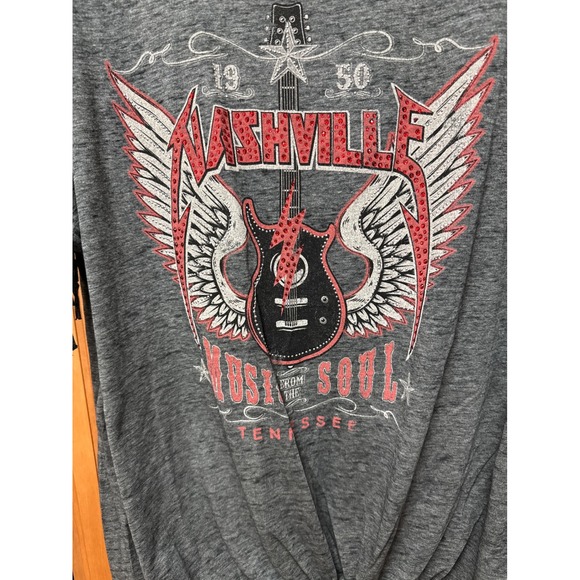 Womens 2X Nashville Embellished Graphic Tee Music Bohemian Y2K Festival Concert - Picture 3 of 6